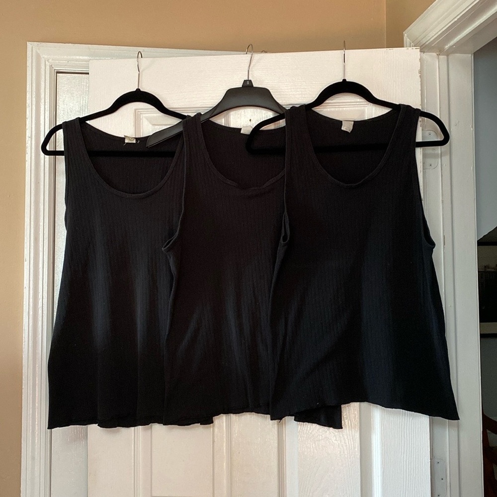 VTG 80’s 3 Black Ribbed Cotton Tank Top Shirt